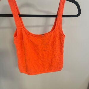Orange Textured Women's Tank Top